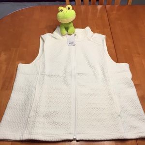 Croft & Barrow Quilted Front Zipper Vest Coconut White Petite XL,  NWT